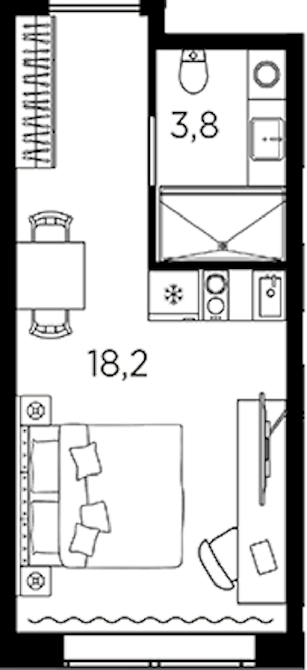 Квартира студия 22 м², 2/13 эт., ЖК «AVENIR Industrial»